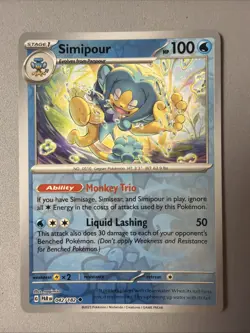 Pokemon TCG * Paradox Rift * 42/182 Simipour REVERSE HOLO Uncommon * FRESH PK - Image 1