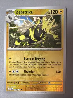 Pokemon TCG * Paradox Rift * 63/182 Zebstrika REVERSE HOLO Uncommon * FRESH PK - Image 1