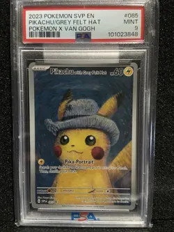 2023 Pokemon Pikachu with Grey Felt Hat 085 Van Gogh Promo PSA 9 - Image 1