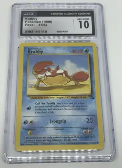 1999 Pokemon TCG Krabby 51/62 Fossil 1st Edition GRADED CGC 10 Gem Mint - Image 5