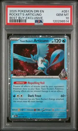 2025 POKEMON DRI EN-DESTINED RIVALS #051 TEAM ROCKET'S ARTICUNO PSA 10 - Image 1