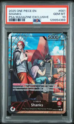 2025 ONE PIECE PROMOS PSA MAGAZINE EXCLUSIVE #001 SHANKS PSA 10 - Image 1