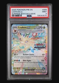 2025 POKEMON PRE EN-PRISMATIC EVOLUTIONS SURPRISE BOX EXCLUSIVE LEAFEON EX PSA 9 - Image 1
