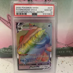 PSA 10 Drednaw VMAX 075/073 Champion's Path Secret Rare FA Holo Pokemon 2020 🔥 - Image 1