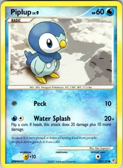 Piplup 93/130 Diamond and Pearl Pokemon TCG LP/MP Normal - Image 1