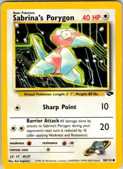 Sabrina's Porygon 098/132 Gym Challenge Pokemon TCG MP Unlimited - Image 1