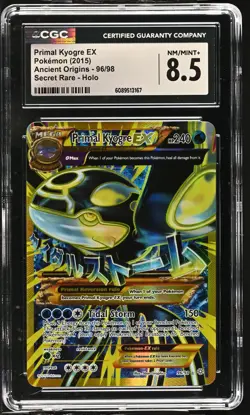 CGC 8.5 Primal Kyogre EX Ancient Origins 96/98 Secret Rare Holo Pokemon Card - Image 1