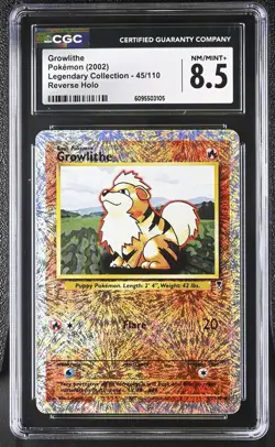 CGC 8.5 Growlithe 45/110 Reverse Holo Legendary Collection Pokemon Card - Image 1