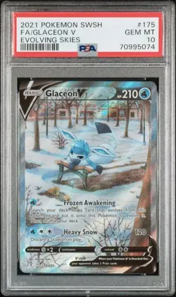2021 POKEMON SWORD & SHIELD EVOLVING SKIES #175/203 GLACEON V FULL ART PSA 10 - Image 1
