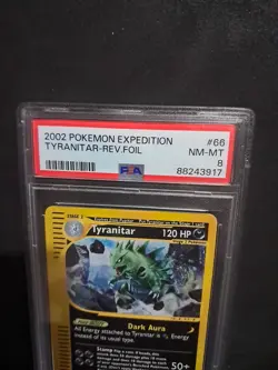 2002 Pokemon Expeditions Tyranitar Reverse Foil PSA 8 - Image 2