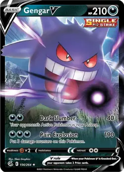 Gengar V 156/264 Ultra Rare Holo SWSH08: Fusion Strike Pokemon Card - Image 1