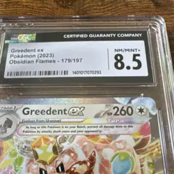 Pokemon Greedent ex 179/197 Obsidian Flames EX Tera Holo CGC 8.5 Card 2023 - Image 2