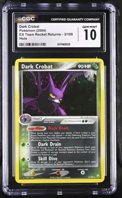 CGC 10 Dark Crobat EX Team Rocket Returns 3/109 Holo Pokemon Card - Image 1