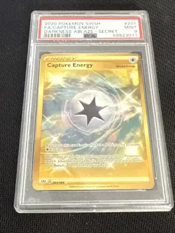 Pokemon Darkness Ablaze #201 Full Art Capture Energy Secret Rare PSA 9 Card MINT - Image 1