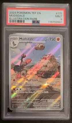 Mudsdale #175/162 2024 Pokemon TCG: Temporal Forces Illustration Rare Card PSA 9 - Image 1