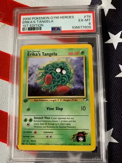 PSA Pokemon 2000 1ST EDITION, Gym Heroes-ERIKA'S TANGELA #79 SUPER SHARP CARD - Image 1