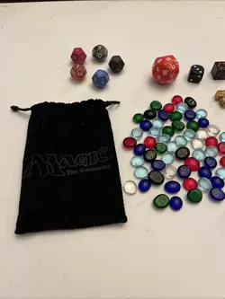 Vintage Magic The Gathering MTG Drawstring Bag & Die & Gem Lot - Image 3