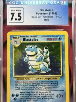 Pokemon TCG Blastoise 7.5 CGC - 1999 WOTC Base set *Excellent condition NM+* - Image 1