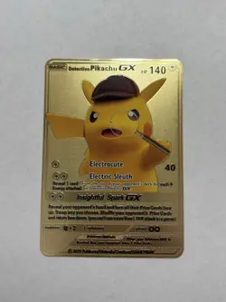 Pokemon TCG Gold Metal Card Collection Detective Pikachu GX Fan Art NM/M - Image 1