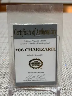 1999 Pokemon 23K Gold Plated Charizard Burger King w/COA (No Original Case) LP - Image 4