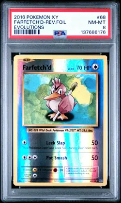 2016 POKEMON XY EVOLUTIONS #68 FARFETCH'D-REVERSE FOIL PSA 8 - Image 1