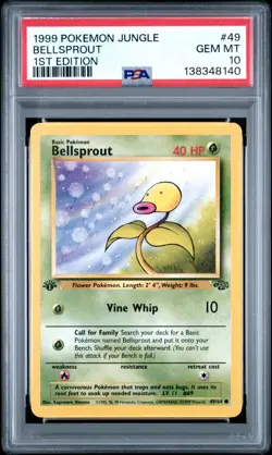 1999 Pokemon Jungle 1st Edition Bellsprout 49 FRESHLY GRADED PSA 10 GEM MINT - Image 1