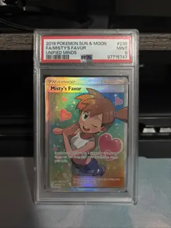 Pokemon 2019 Sun & Moon FA Misty's Favor #235 Unified Minds PSA 9, Slab Damaged - Image 1