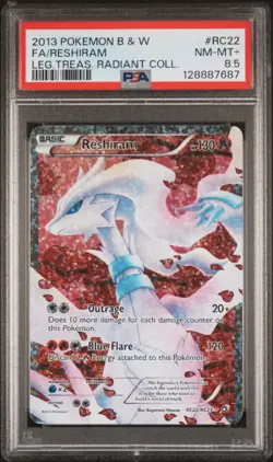 2013 POKEMON B&W LEGEND TREASURES RADIANT COLL #RC22 FULL ART/RESHIRAM PSA 8.5 - Image 1