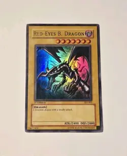 Yugioh Red-Eyes Black Dragon SDJ-001 Ultra Rare 1st Edition HP - Image 1