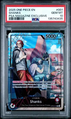 2025 ONE PIECE PROMOS PSA MAGAZINE EXCLUSIVE #001 SHANKS PSA 10 - Image 1