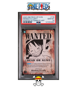 Monkey D. Luffy PSA 10 English One Piece OP13-118 Wanted Poster 2025 SP Alt Art - Image 1