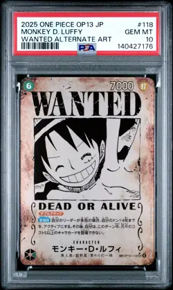 2025 ONE PIECE JPN OP13-CARRYING ON HIS WILL #118 MONKEY D. LUFFY PSA 10 - Image 1