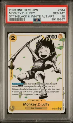 One Piece Monkey D Luffy ST13-014 Black & White Alt Art Psa 10 Mislabeled - Image 1