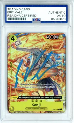 PSA Signed Eric Vale Sanji OP04-104 SR Kingdoms Of Intrigue One Piece TCG - Image 1