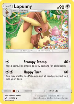 Lopunny 107/156 Reverse Holo SM - Ultra Prism Pokemon Card - Image 1