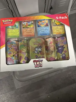 NEW - Pokemon Scarlet & Violet: 151 5-pack Mini Tins 4 Promo Cards - Image 1
