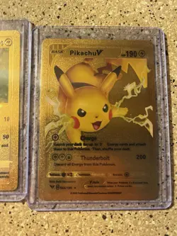Pokemon Textured Gold Foil Fan Art Pokemon(Lots Of 3 Cards) Pikachu Lot - Image 4