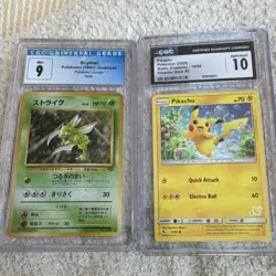 Pokemon TCG CGC 9 Scyther Jungle Holo CGC 10 Pikachu Deck #2 Lot (2) - Image 1
