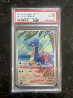 Pokemon TCG Misty's Lapras 194/182 PSA 8 Near Mint Illustration Rare 2025 - Image 1