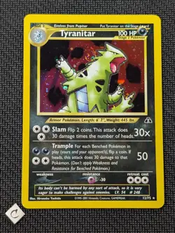 Tyranitar 12/75 - Neo Discovery Unlimited Holo Rare Pokemon TCG NM Swirl - Image 1