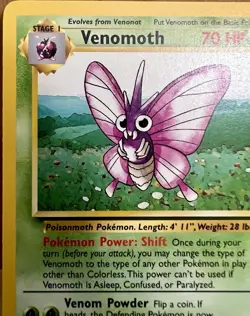 Venomoth Pokemon TCG Jungle Set Unlimited 29/64 Rare Non-Holo LP - Image 5