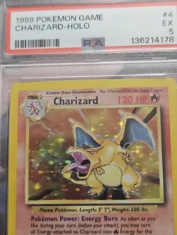 1999 CHARIZARD HOLO PSA 5 POKEMON BASE SET UNLIMITED 04/102 - Image 2