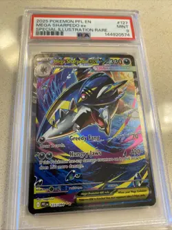 2025 POKEMON MEGA SHARPEDO EX 127 SPECIAL ILLUSTRATION RARE PSA 9 LOW POP - Image 1
