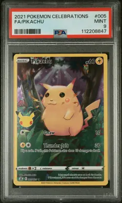 2021 Pokemon Celebrations Pikachu Full Art Holo PSA 9 Mint 005/025 - Image 1