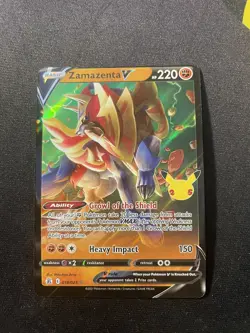Pokemon TCG Zamazenta V Celebrations 018/025 Holo Ultra Rare MISCUT error - Image 1