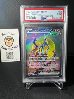 2024 POKEMON TEMPORAL FORCES 206 IRON CROWN EX SPECIAL ILLUSTRATION RARE PSA 9 - Image 1