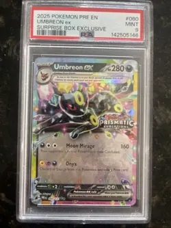 2025 POKEMON PRE EN-PRISMATIC EVOLUTIONS SURPRISE BOX EXCLUSIVE UMBREON EX PSA 9 - Image 1