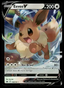 Pokemon Cards Eevee V 108/159 Crown Zenith Holo Rare V NM - Image 1