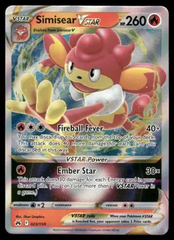 Pokemon Cards Simisear VSTAR 023/159 Crown Zenith Holo Rare VSTAR NM *4 - Image 1