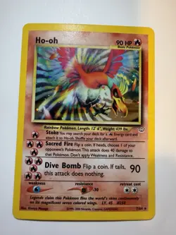 Pokemon TCG Ho-Oh Neo Revelation Holo Card 7/64 Unlimited Rare - Image 1